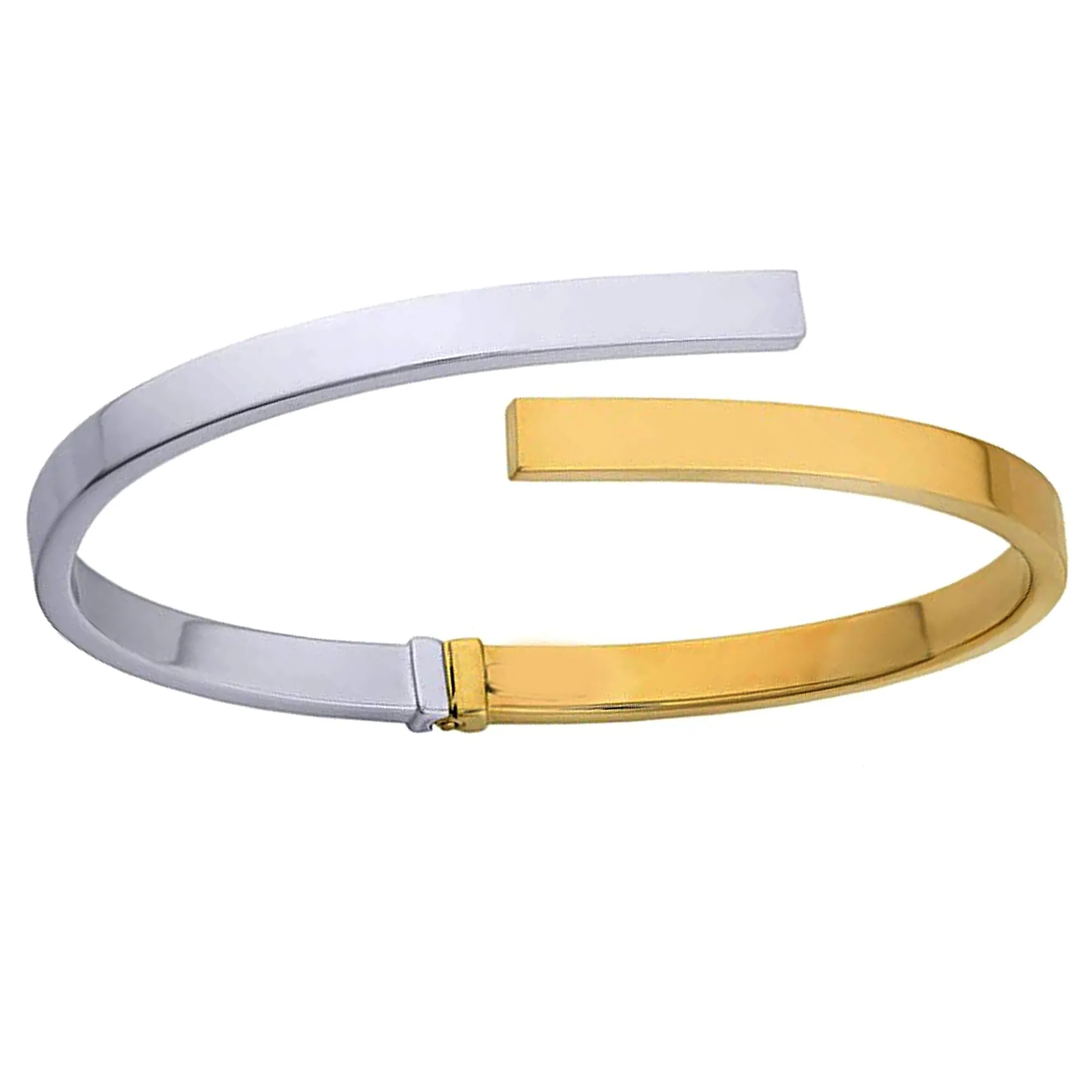 10k Yellow And White Gold Bypass Women's Bangle Bracelet, 7