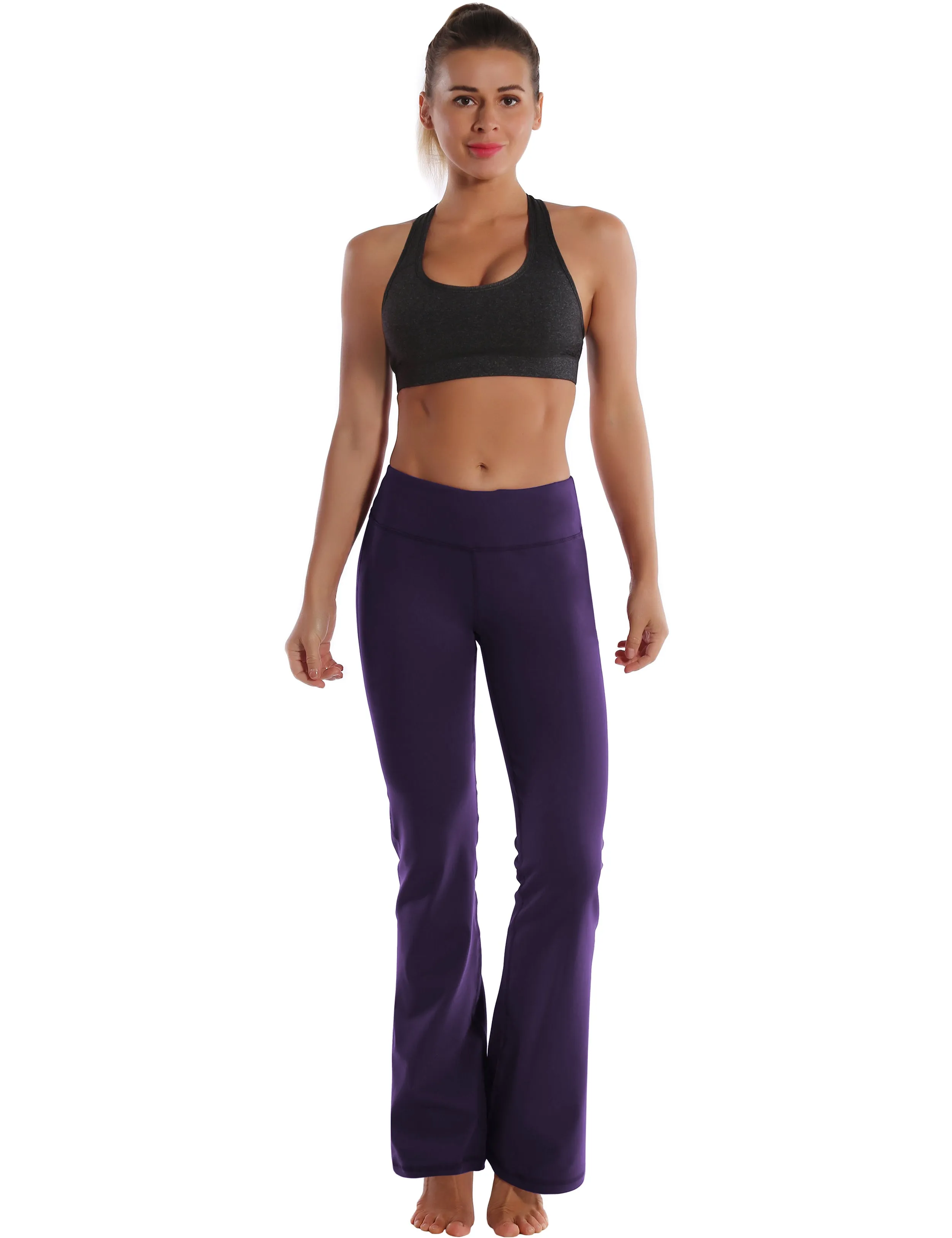 29" 31" 33" 35" Cotton Nylon Bootcut Leggings darkpurple