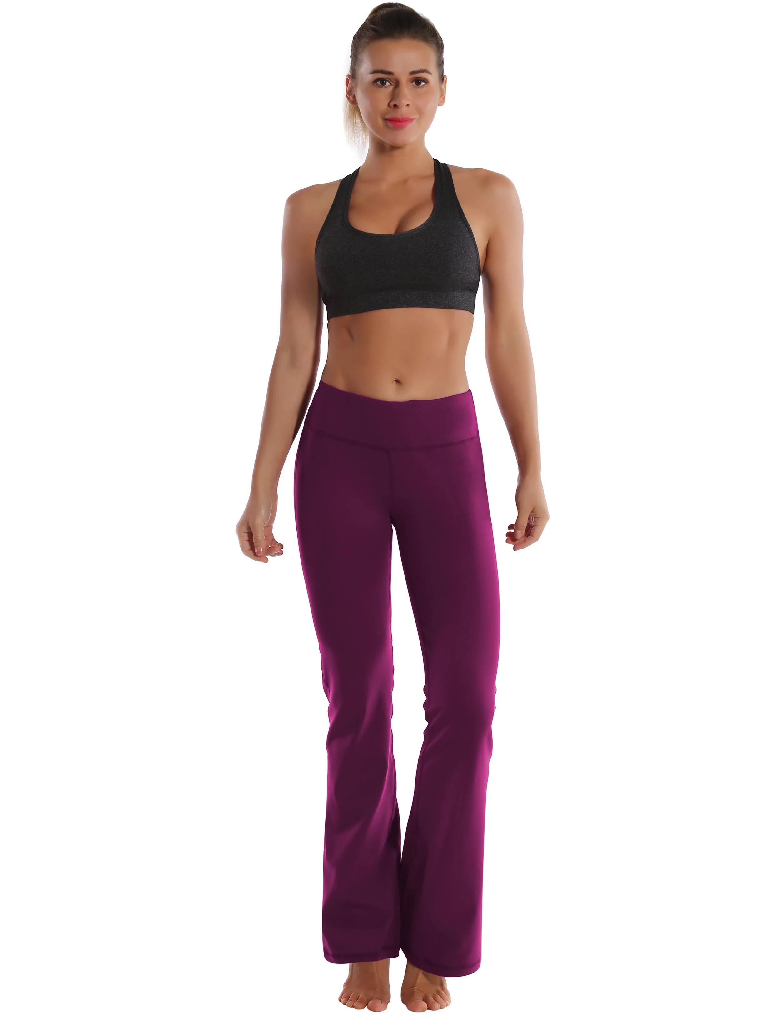 29" 31" 33" 35" Cotton Nylon Bootcut Leggings plum