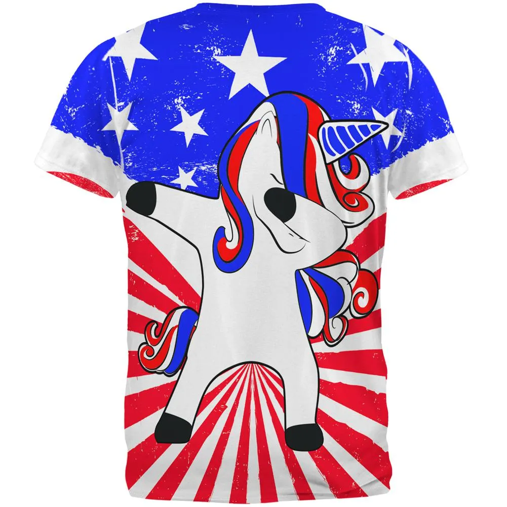 4th of July Dabbing Unicorn Americorn All Over Mens T Shirt