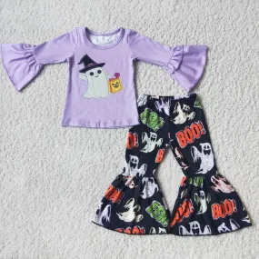 6 A19-12 Girls Halloween Purple ghost boo winter set-promotion 2023.9.11