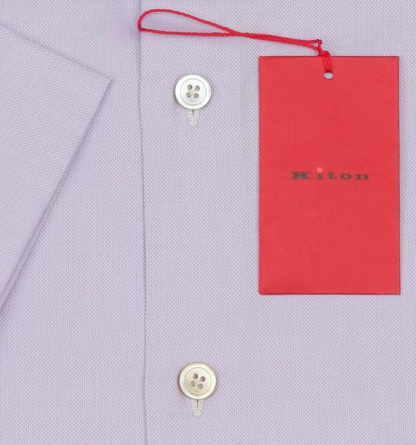 $600 Kiton Lavender Purple Short Sleeved Cotton Shirt - Slim - (KT77228)