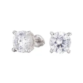 925 Sterling Silver Moissanite Round Stud Earring