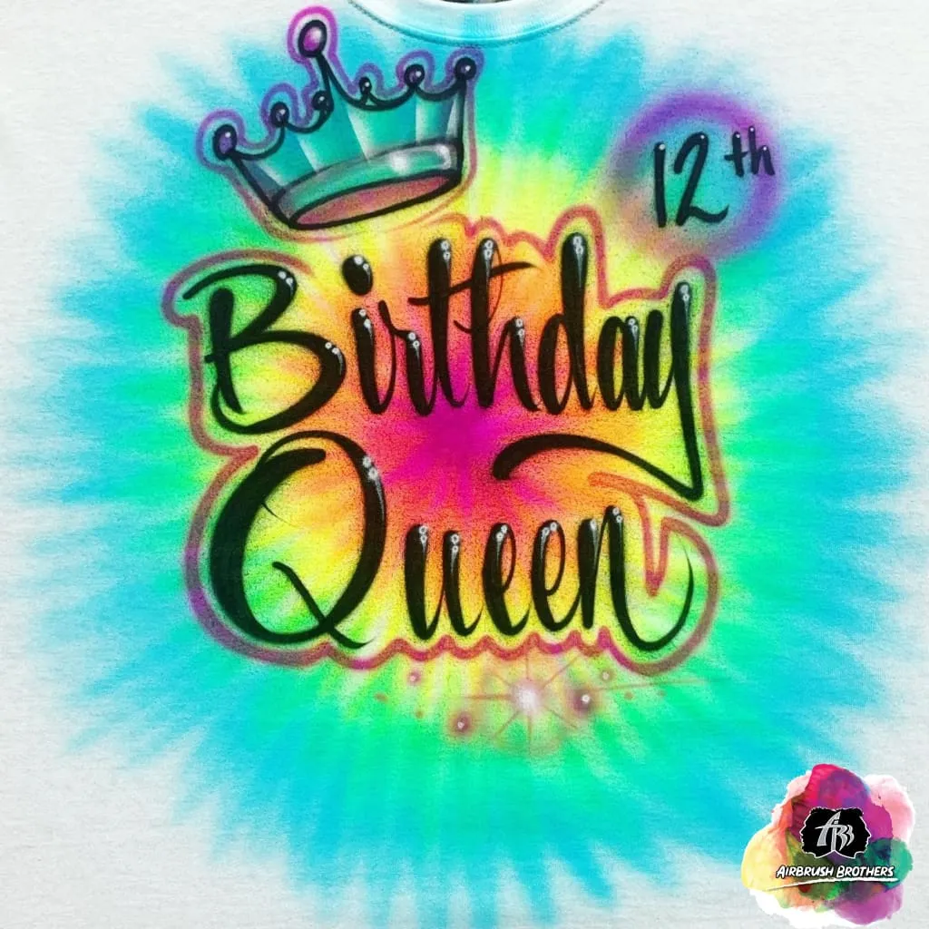 Airbrush Birthday Queen Shirt Design