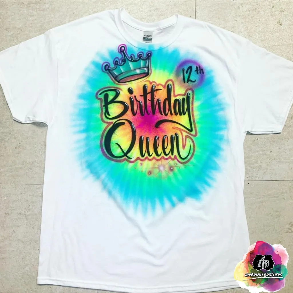 Airbrush Birthday Queen Shirt Design