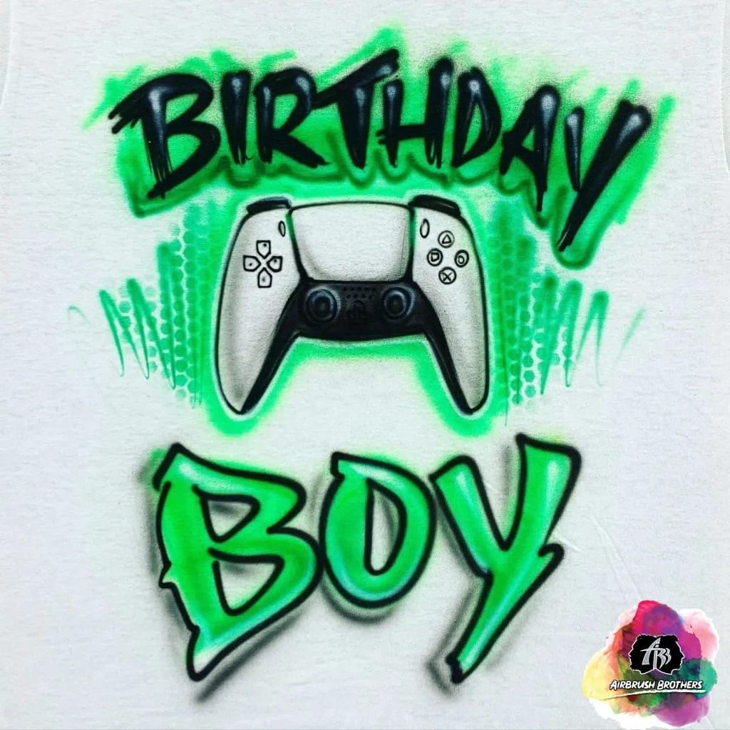 Airbrush Gamer Birthday Boy Shirt Design