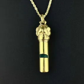 Antique Rolled Gold Acorn Whistle Pendant Necklace