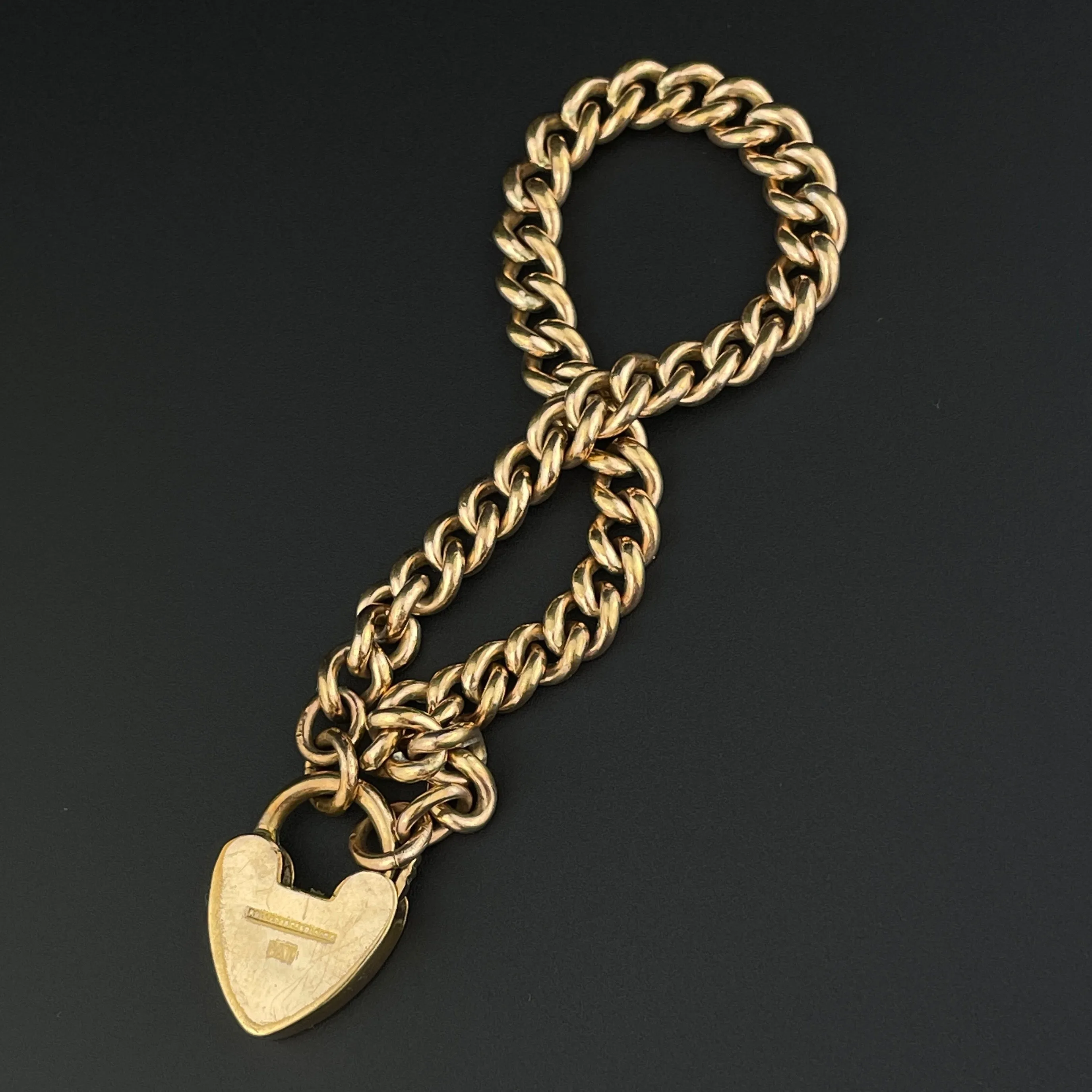 Antique Rolled Gold Fancy Link Heart Padlock Watch Chain