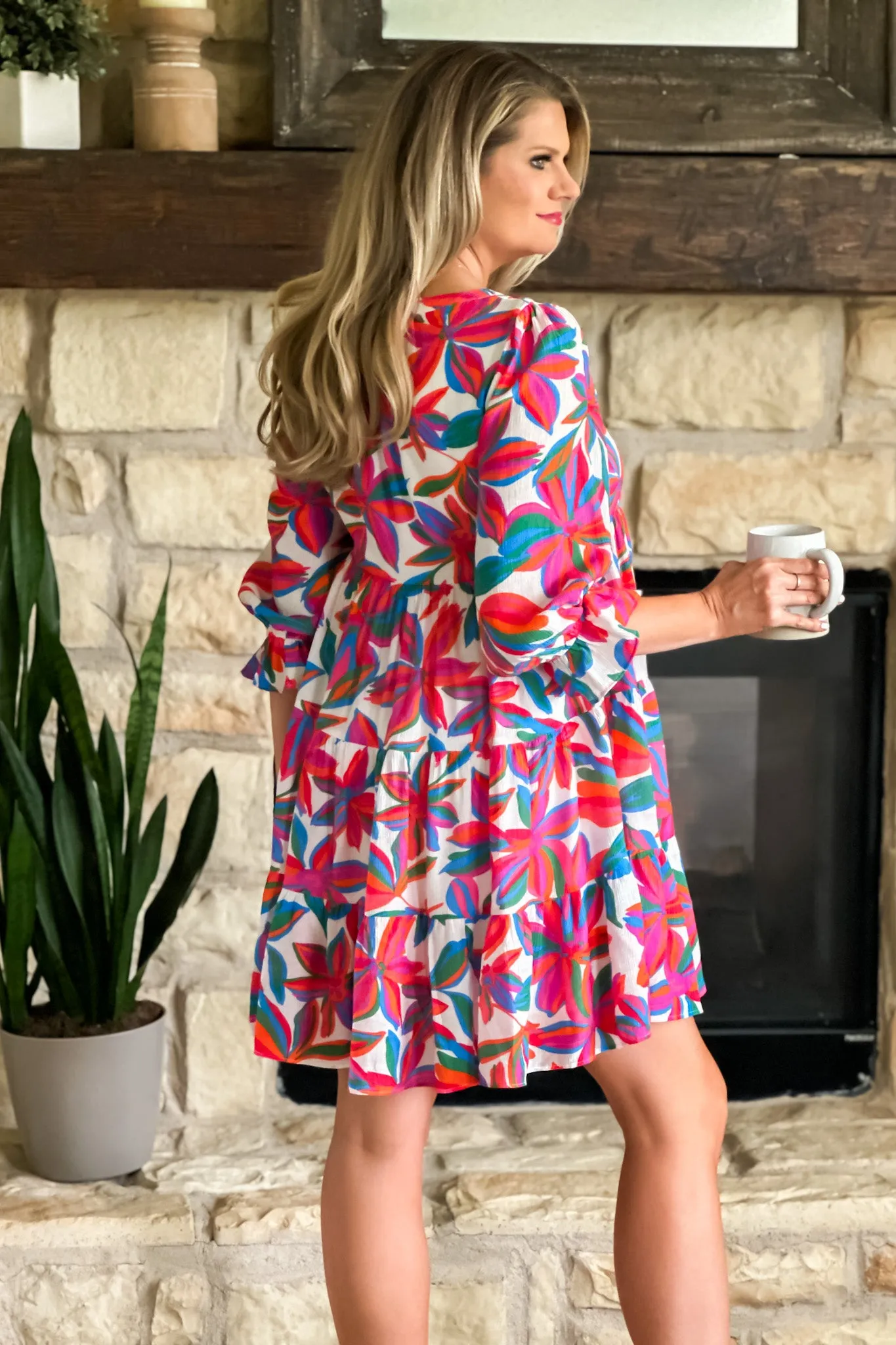 April Floral print Tiered Dress : Multi