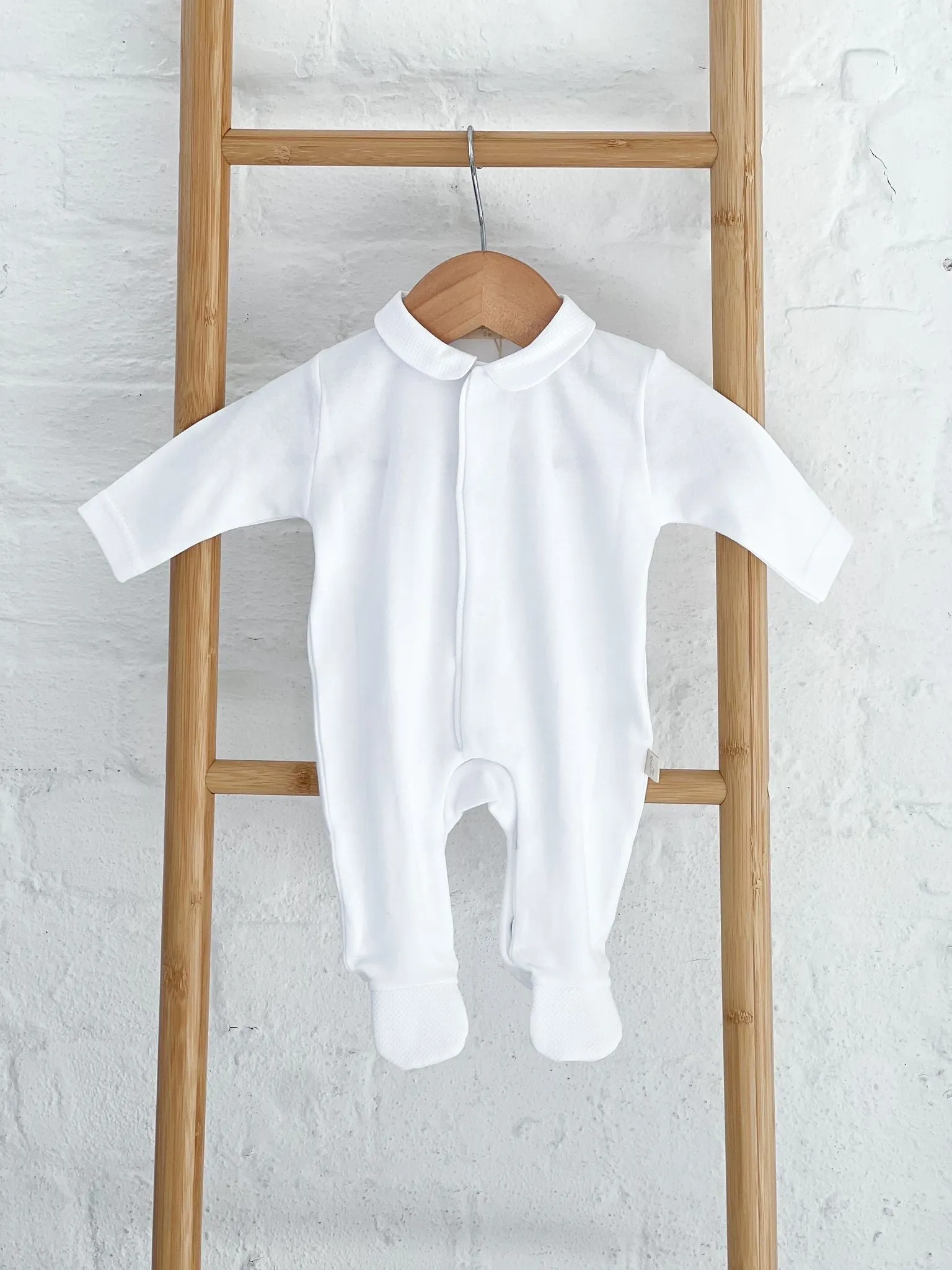 BabyGi White Cotton Angel Wing Peter Pan Baby Grow