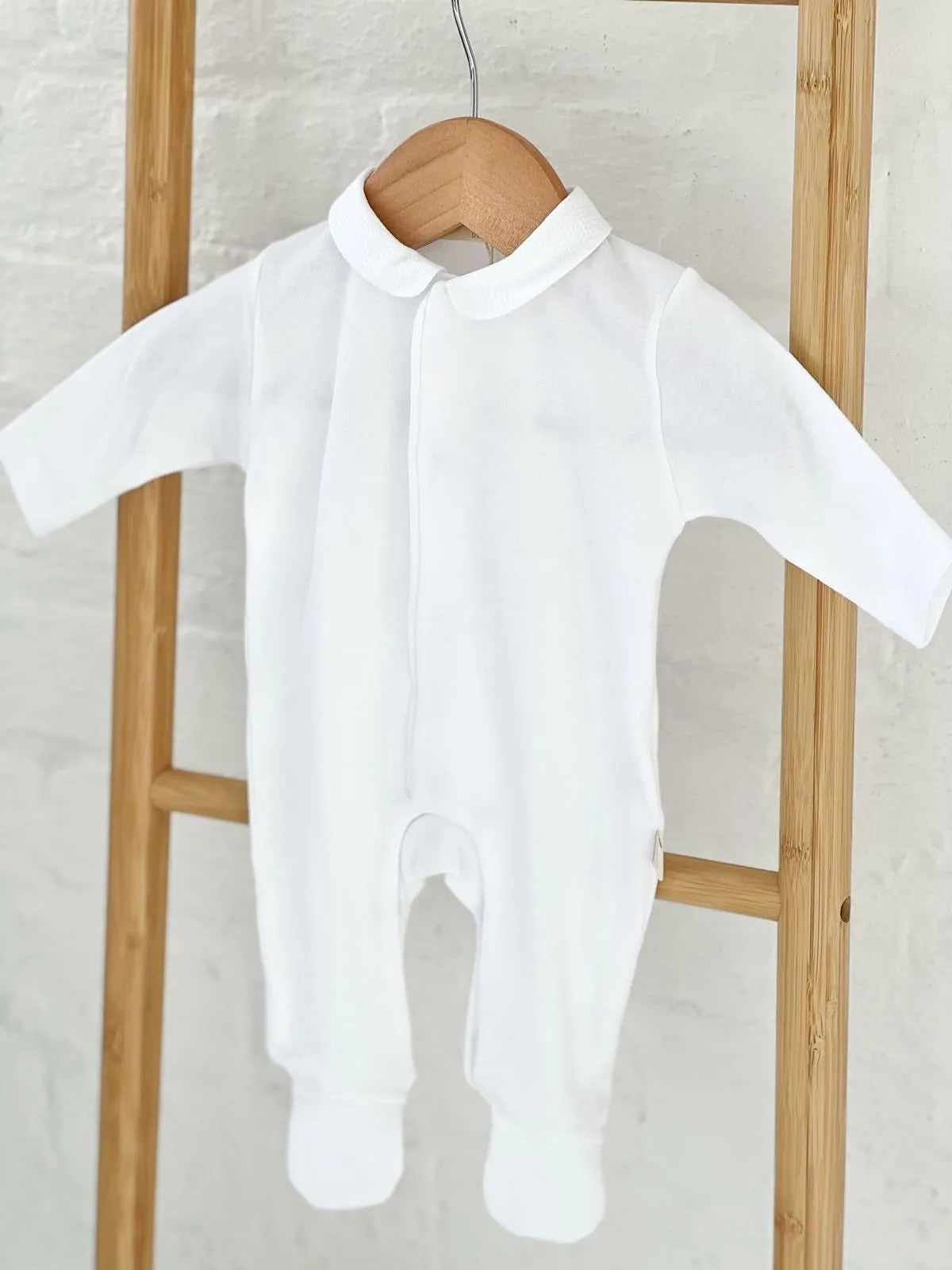 BabyGi White Cotton Angel Wing Peter Pan Baby Grow