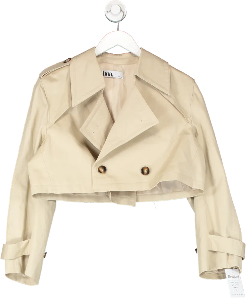 BOA Beige Cropped Cotton Trench Coat UK XS