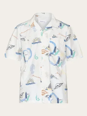 Box short sleeve AOP embr. shirt - GOTS/Vegan - White