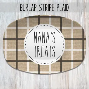 Burlap Plaid Personalized Platters