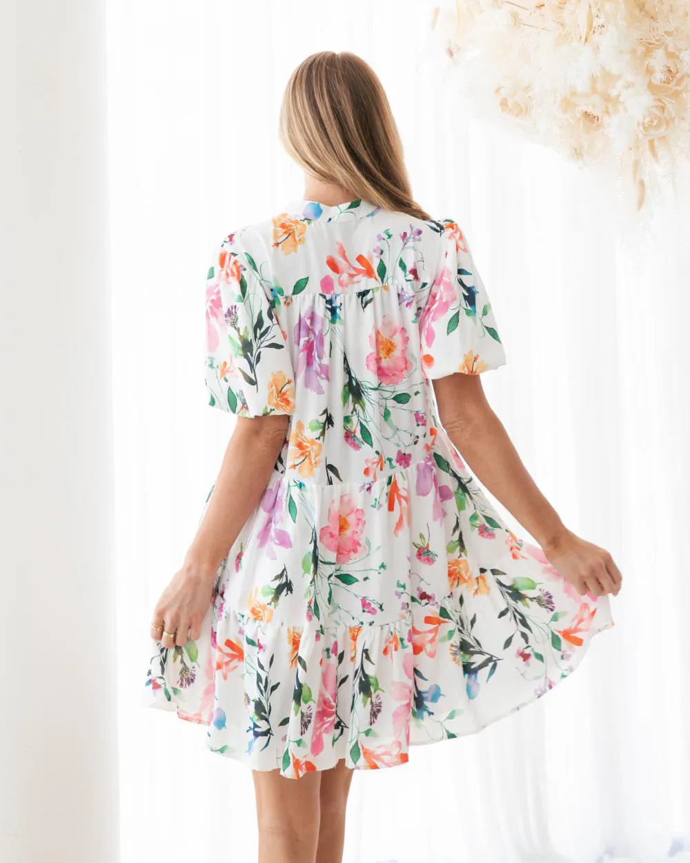 Camree Mini Dress White Floral