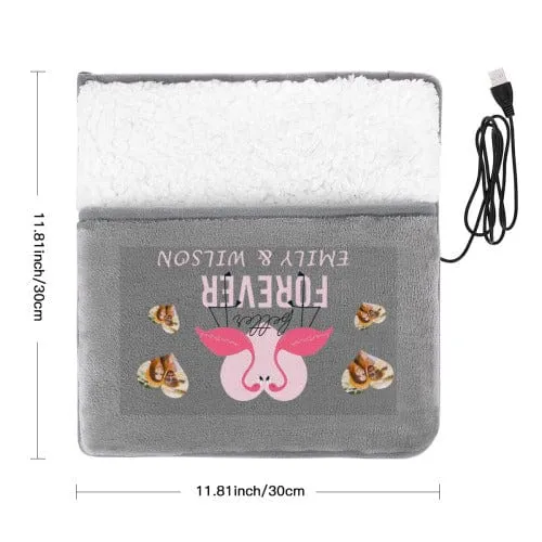 Custom Flamingo Photo&Name Heart Print Electric Heating Pad Foot Warmer