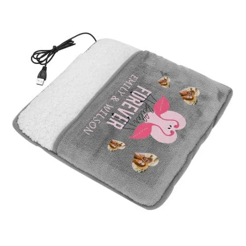 Custom Flamingo Photo&Name Heart Print Electric Heating Pad Foot Warmer