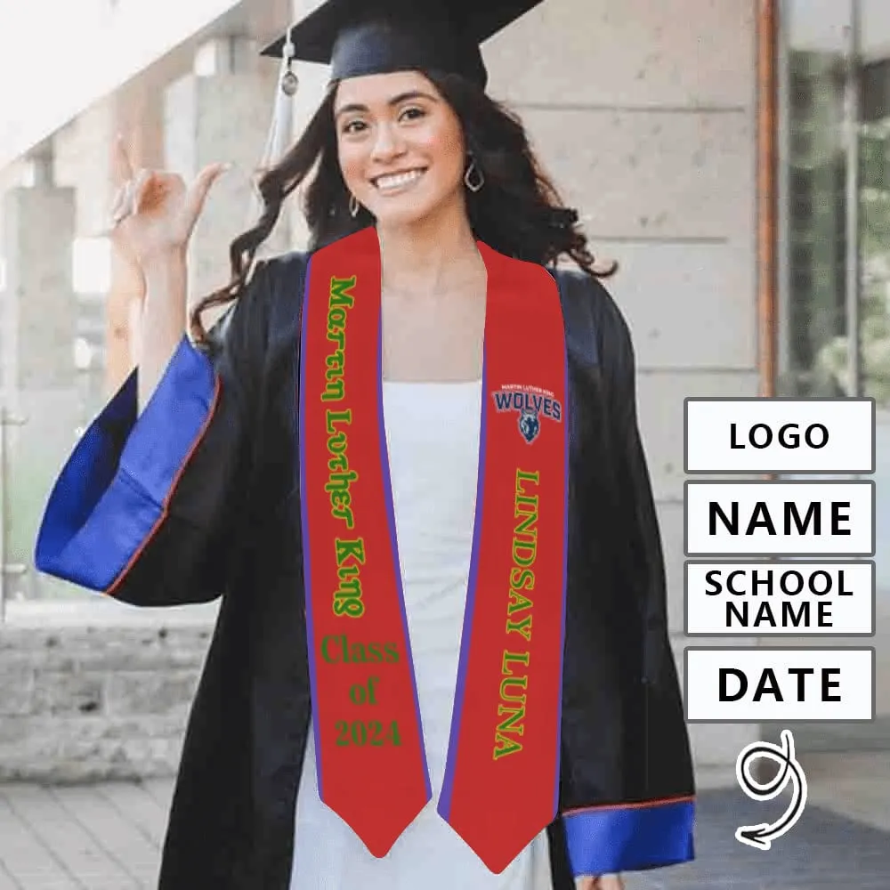 Custom Name&Logo Red Graduation Stoles Sash Class of 2024 Graduation Gift