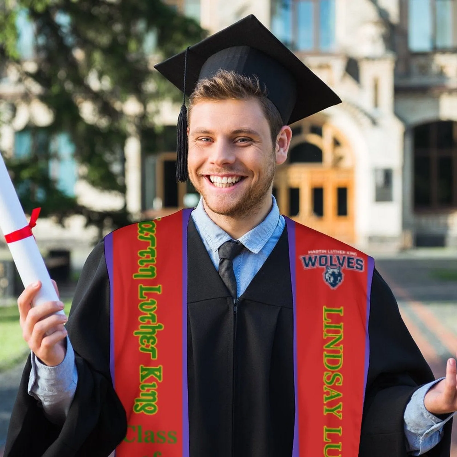 Custom Name&Logo Red Graduation Stoles Sash Class of 2024 Graduation Gift