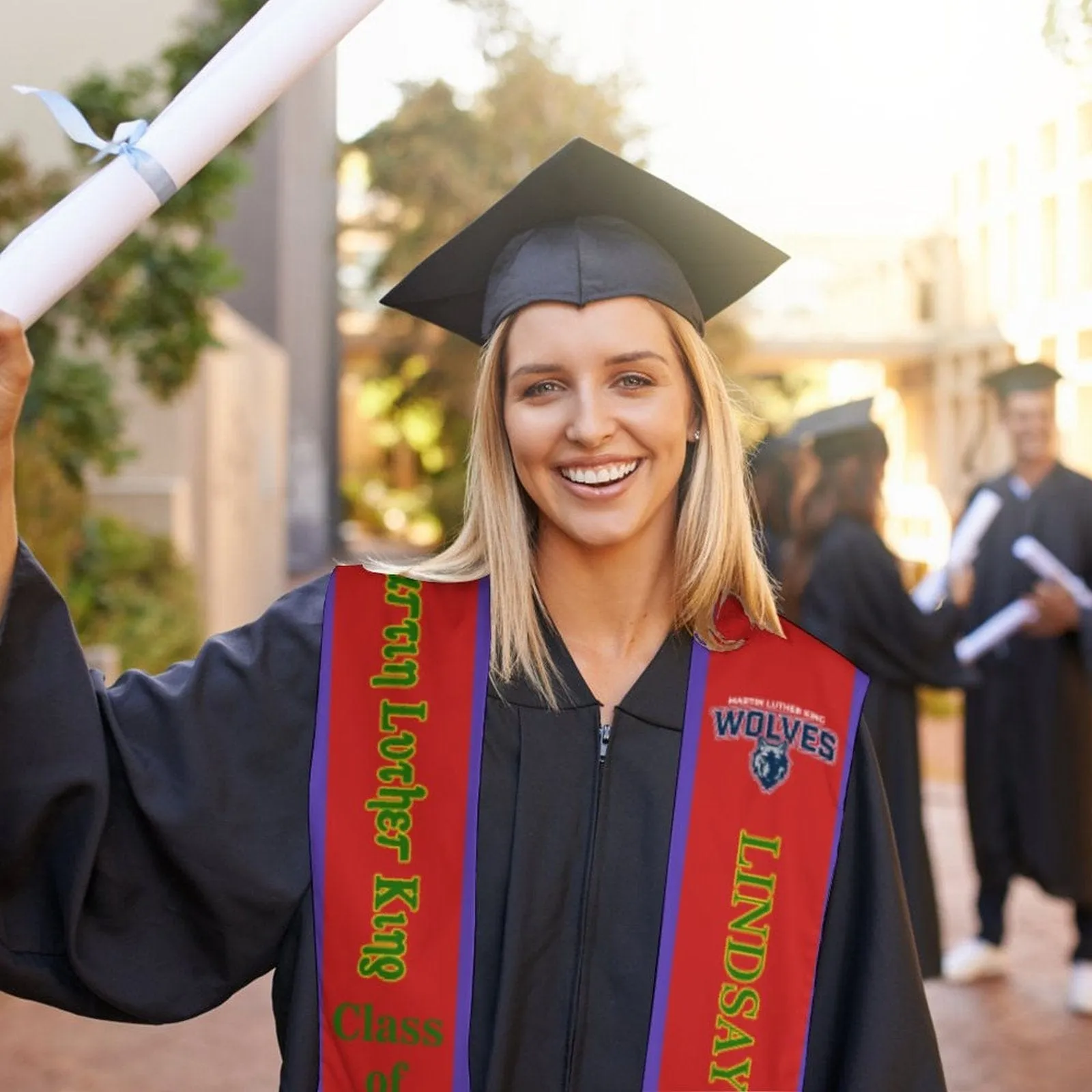 Custom Name&Logo Red Graduation Stoles Sash Class of 2024 Graduation Gift