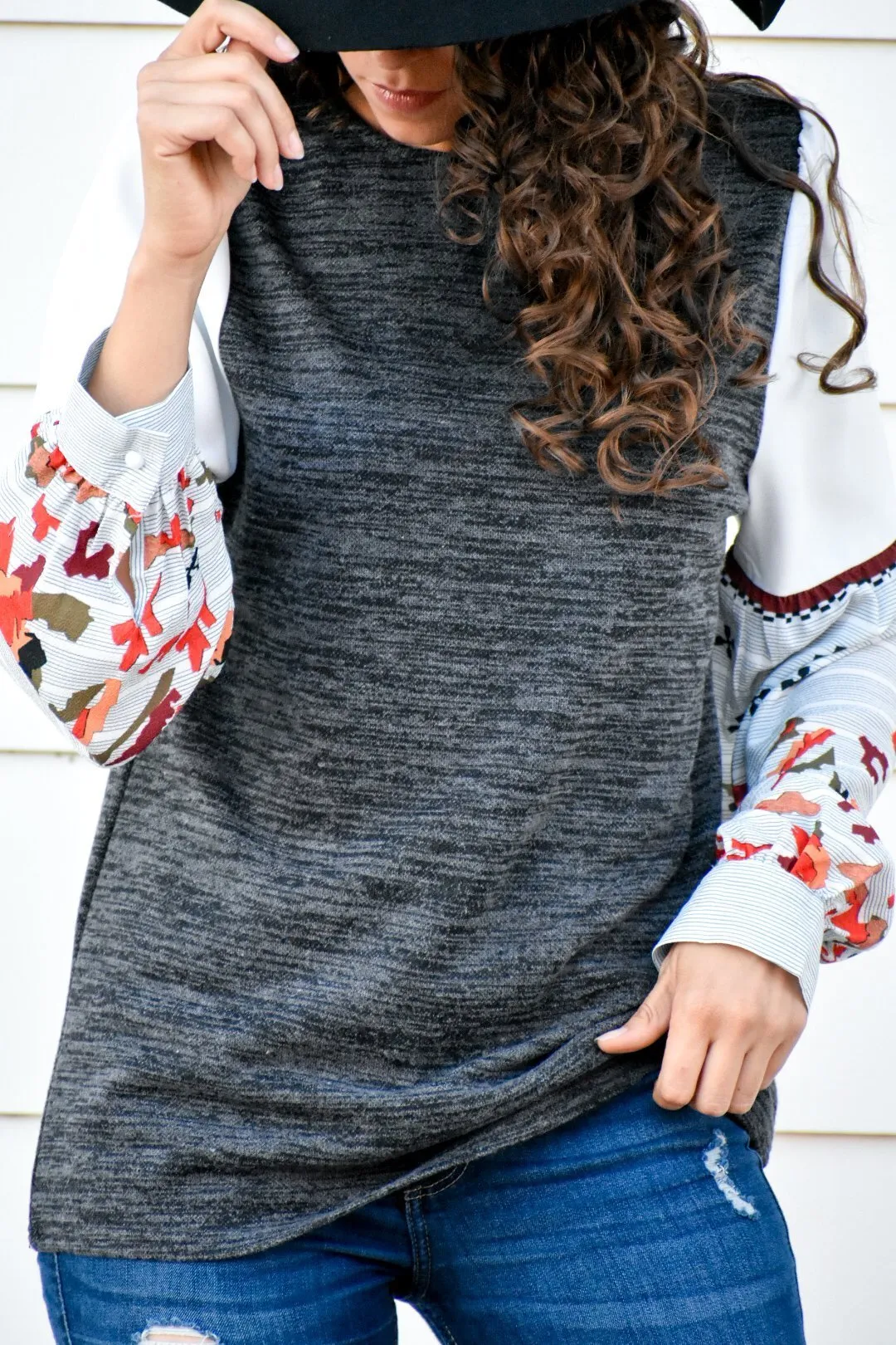 Dance To This Charcoal Contrast Top