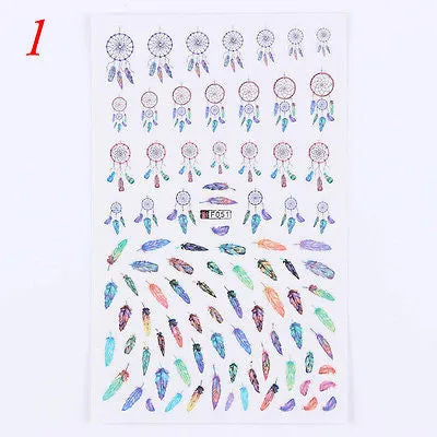 Dreamcatcher Nail Stickers Decals Colorful Dream Catchers And Feathers Easy To Apply Just Stick On!