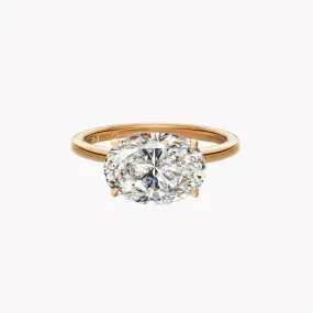 East-West Oval Cut Solitaire Engagement Ring