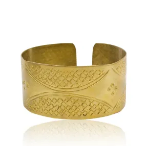 Engraved Cuff Bracelet of Recycled Brass from Kenya