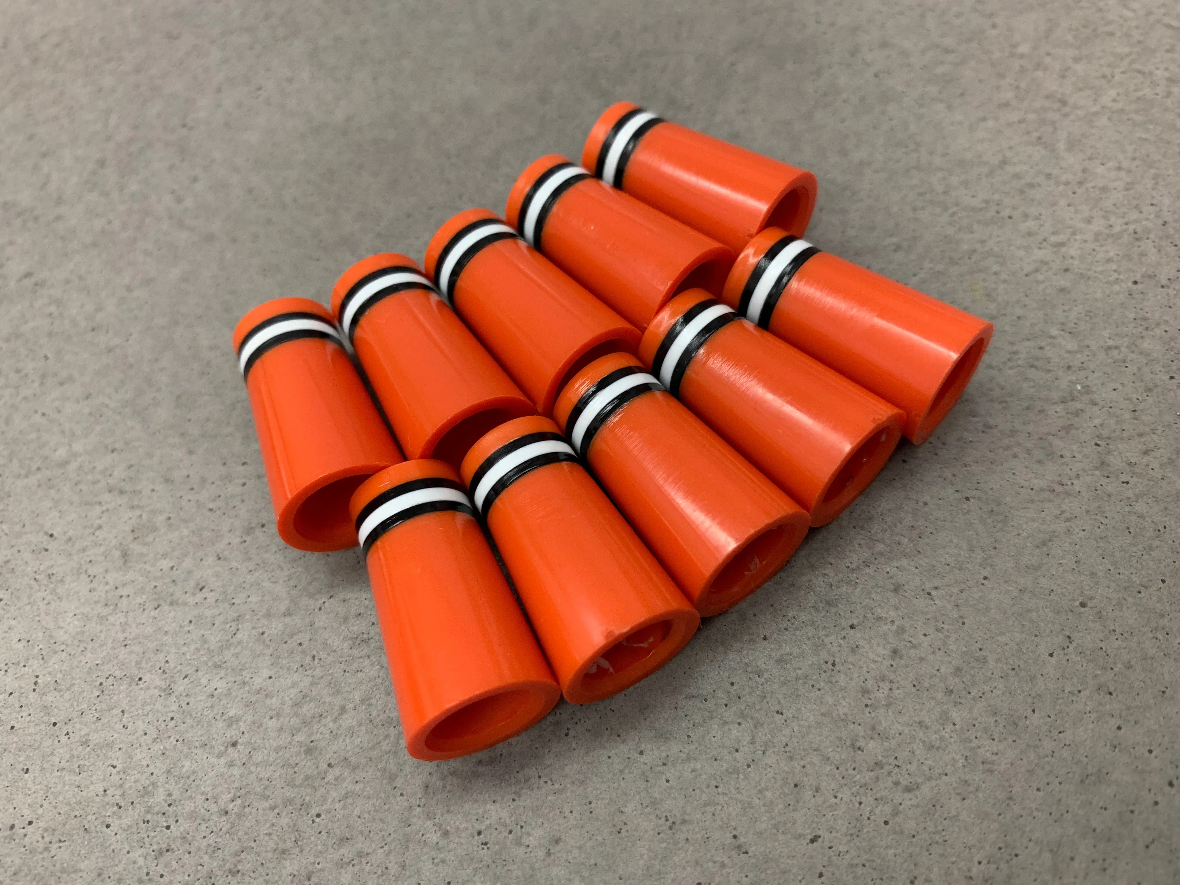 Flat-Top 12 Ferrules Orange with Black and White Stripes