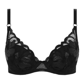 Fleurs Signature Leather Black Plunge T-Shirt Bra