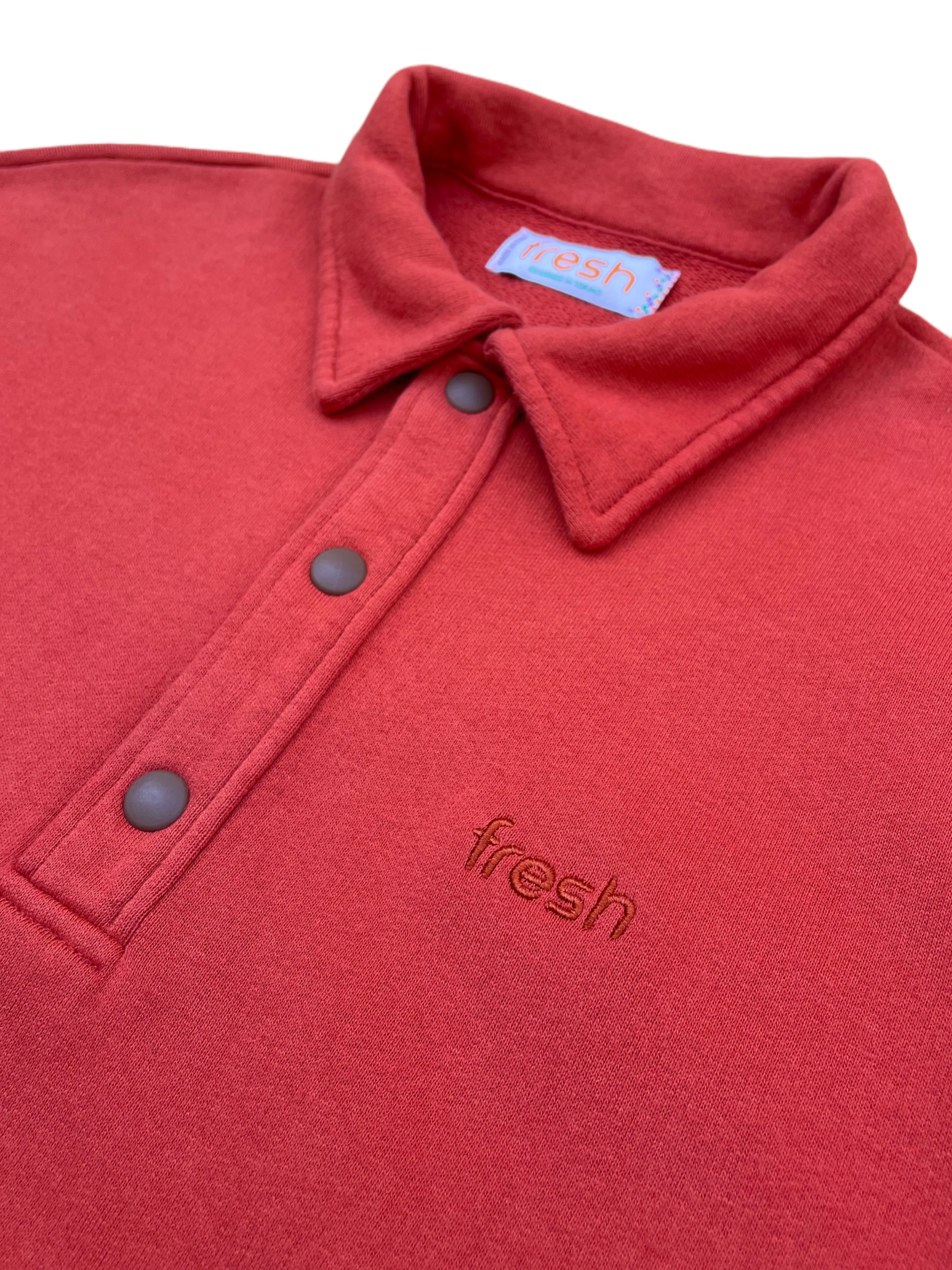 FRESH Mike Cotton Polo Sweatshirt in Brick Red