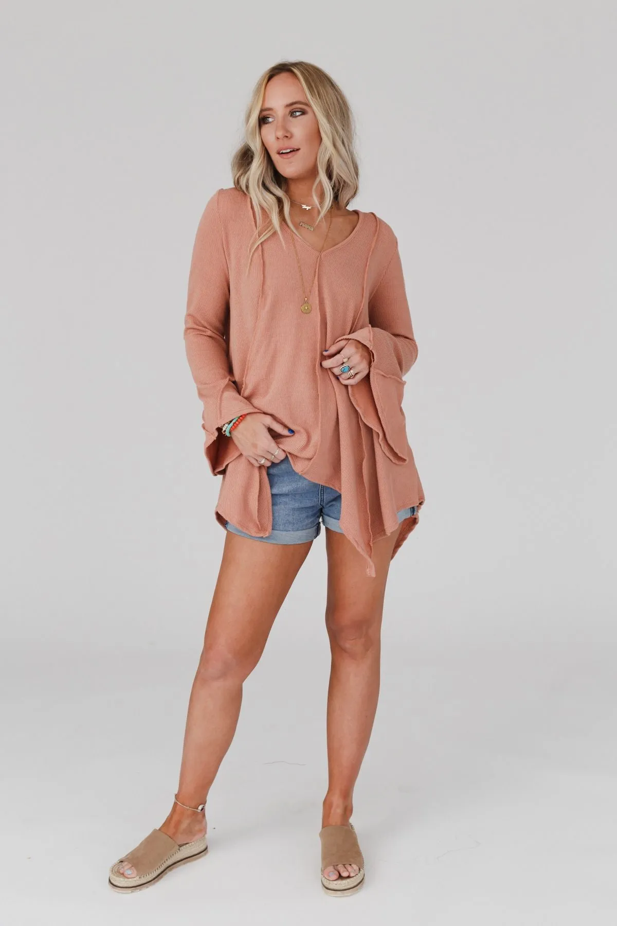 Golden Hour Long Bell Sleeve Top - Sepia