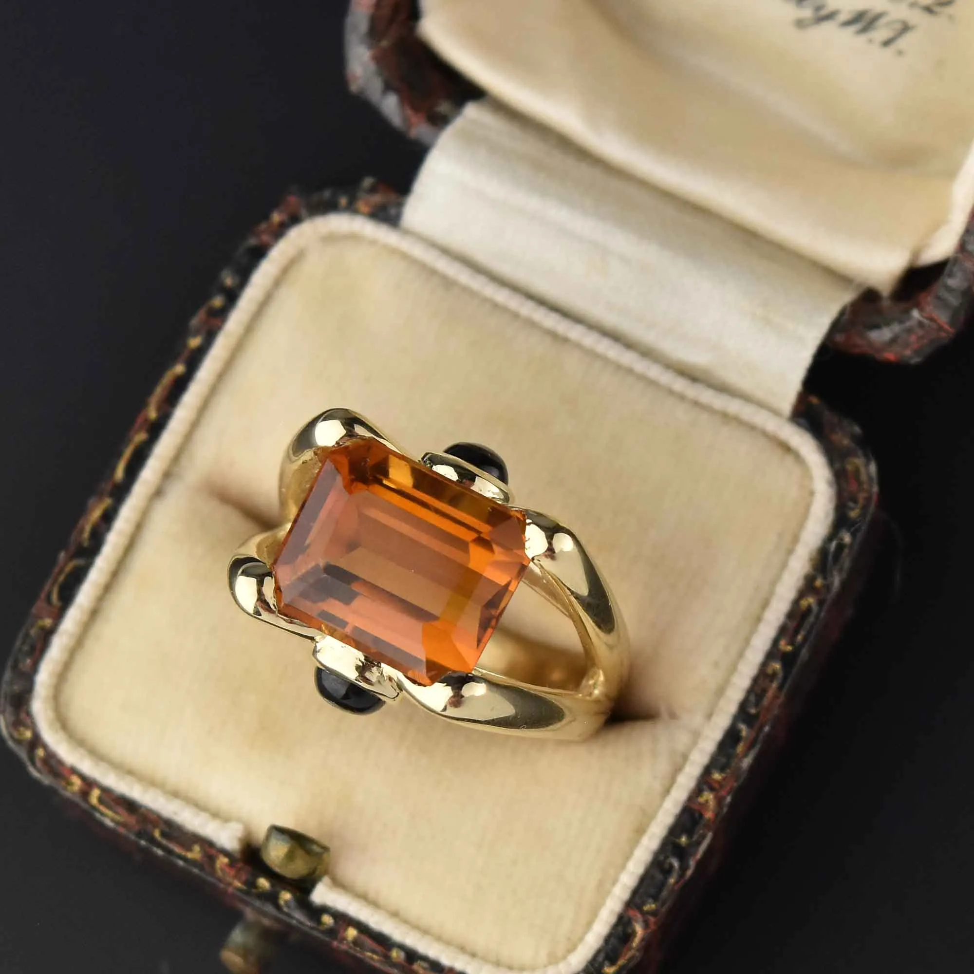 Green Tourmaline Citrine Ring in Heavy 14K Gold