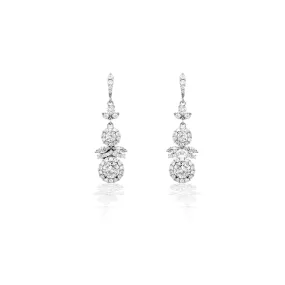 Halo Floral Drop CZ Vintage Wedding Earrings