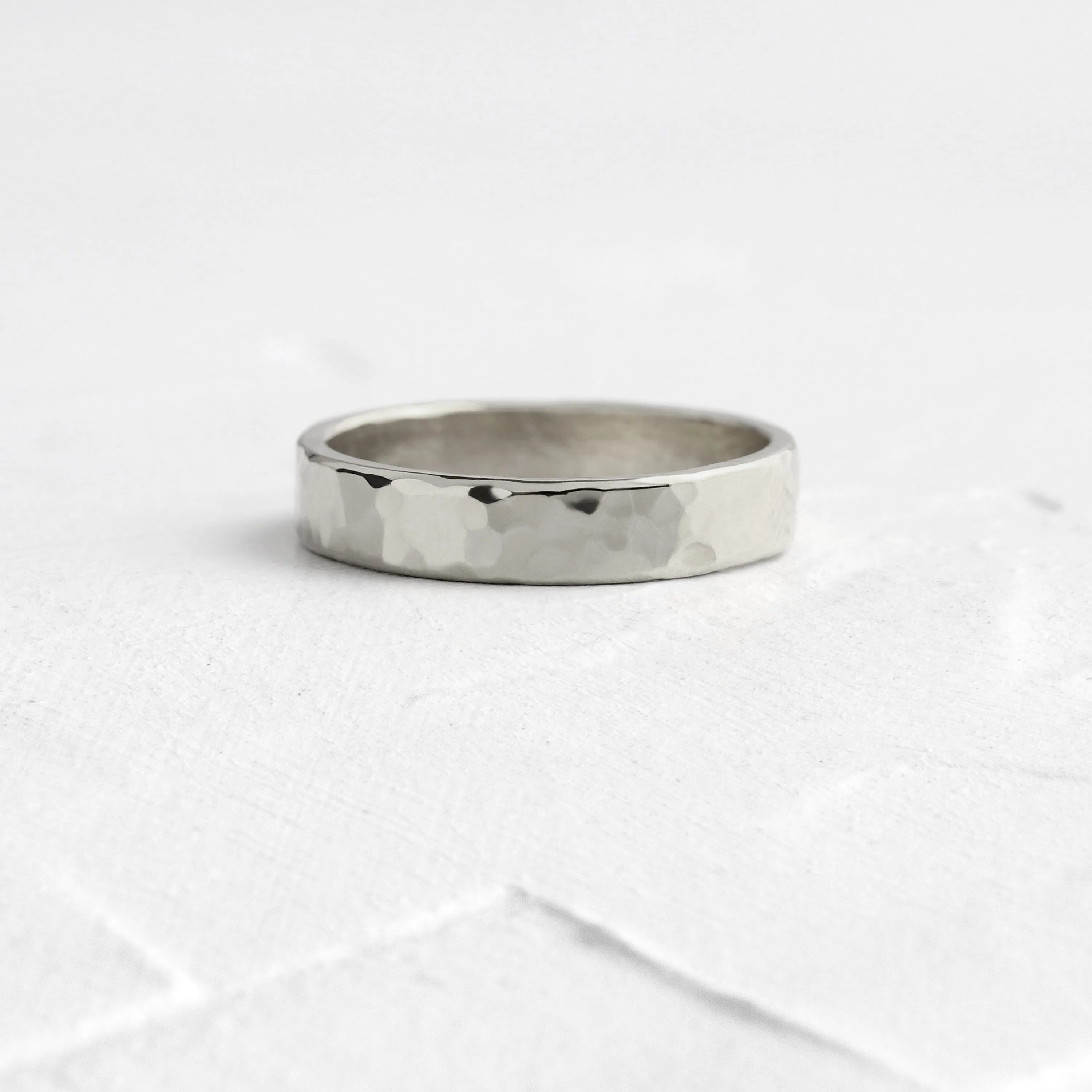 Hammered Band, 4mm, Size 8 - In Stock