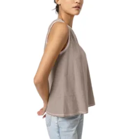 Lilla P Contrast Color Crewneck Tank - Driftwood