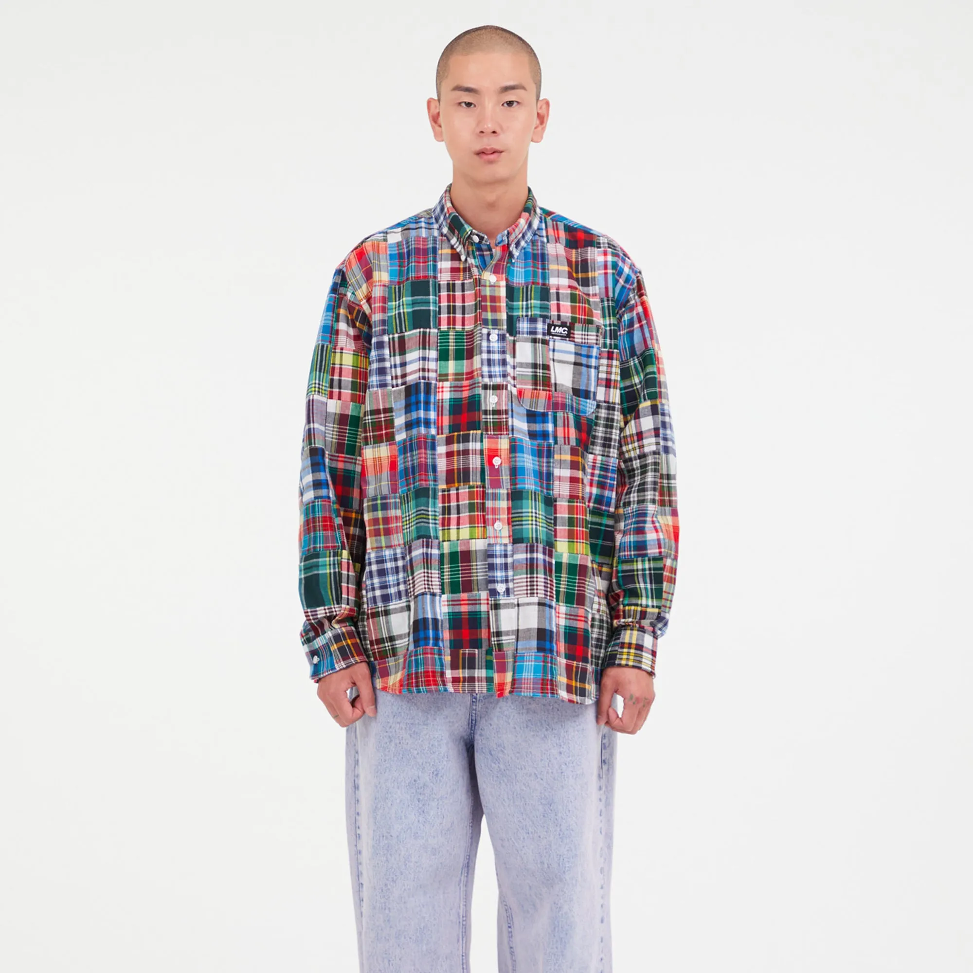 Lost Management Cities Mens Madras Patchwork Shirt