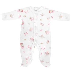 Macaroons and Bows Printed Footie | Baby Girl