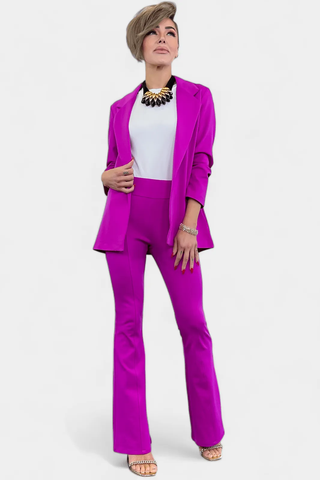 Magenta High Waisted Flare Pants [NO RETURNS]