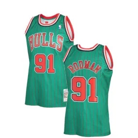 Men's Dennis Rodman Chicago Bulls Green 1995-96 Hardwood Classics Reload 2.0 Swingman Jersey