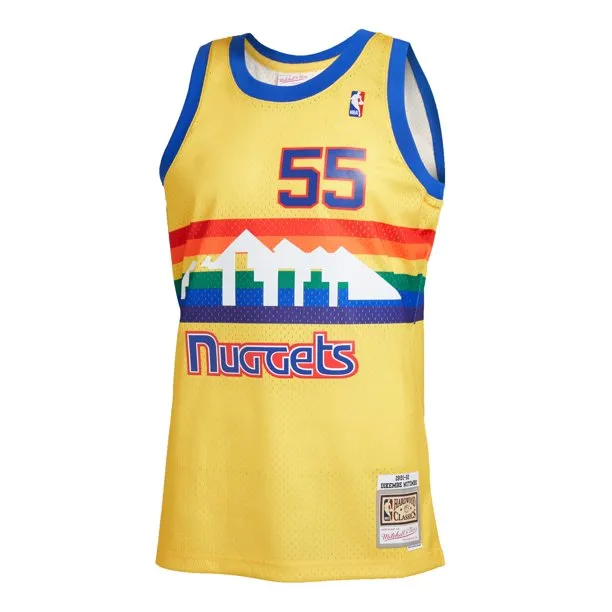 Men's Denver Nuggets Dikembe Mutombo Mitchell & Ness Gold Hardwood Classics Reload 2.0 Swingman Jersey