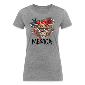 'Merica Moo: Women's Tri-Blend Organic T-Shirt with USA-themed Cow