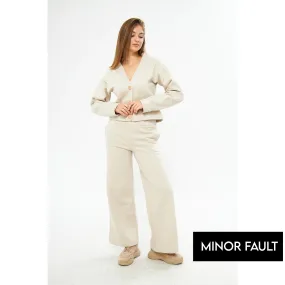 (Minor Fault) Cream Wide Leg Trouser