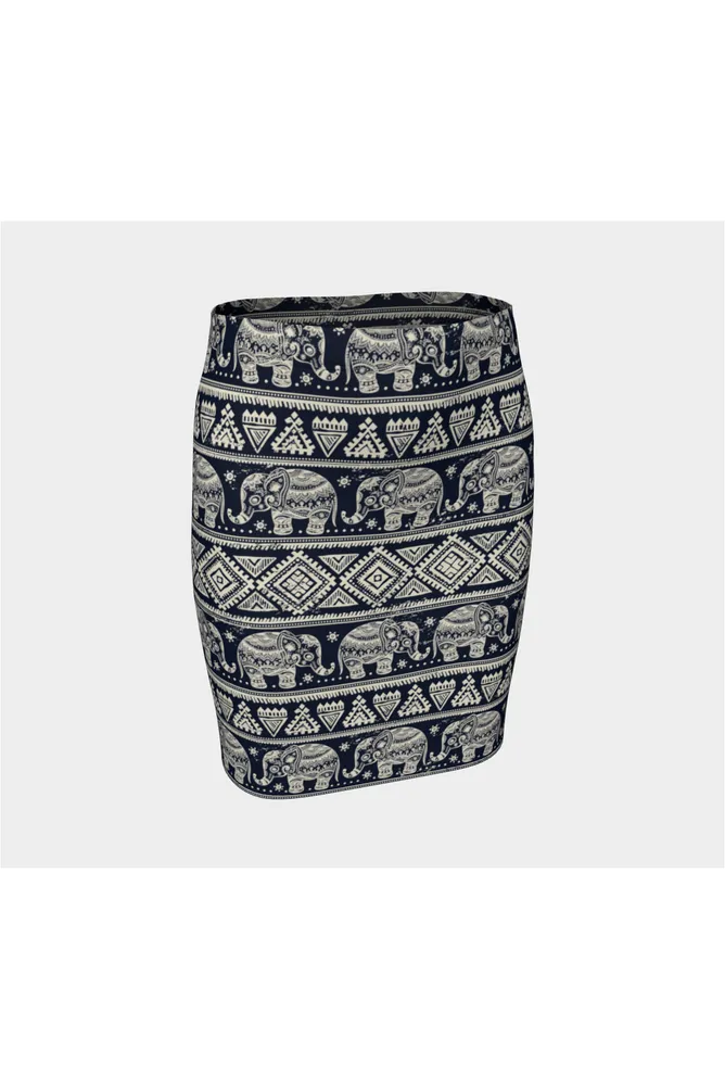 Nakashi Tribal Indian Elephant Parade Fitted Skirt