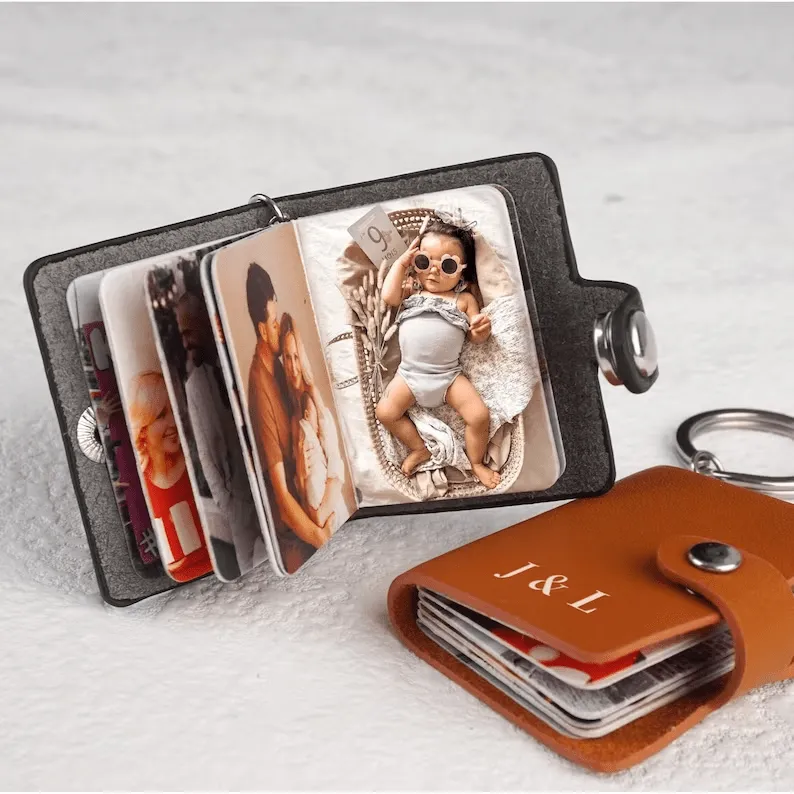 Personalized 12 Photos Album Keyring Custom Photo keychain Pendant Valentine's Day Gift