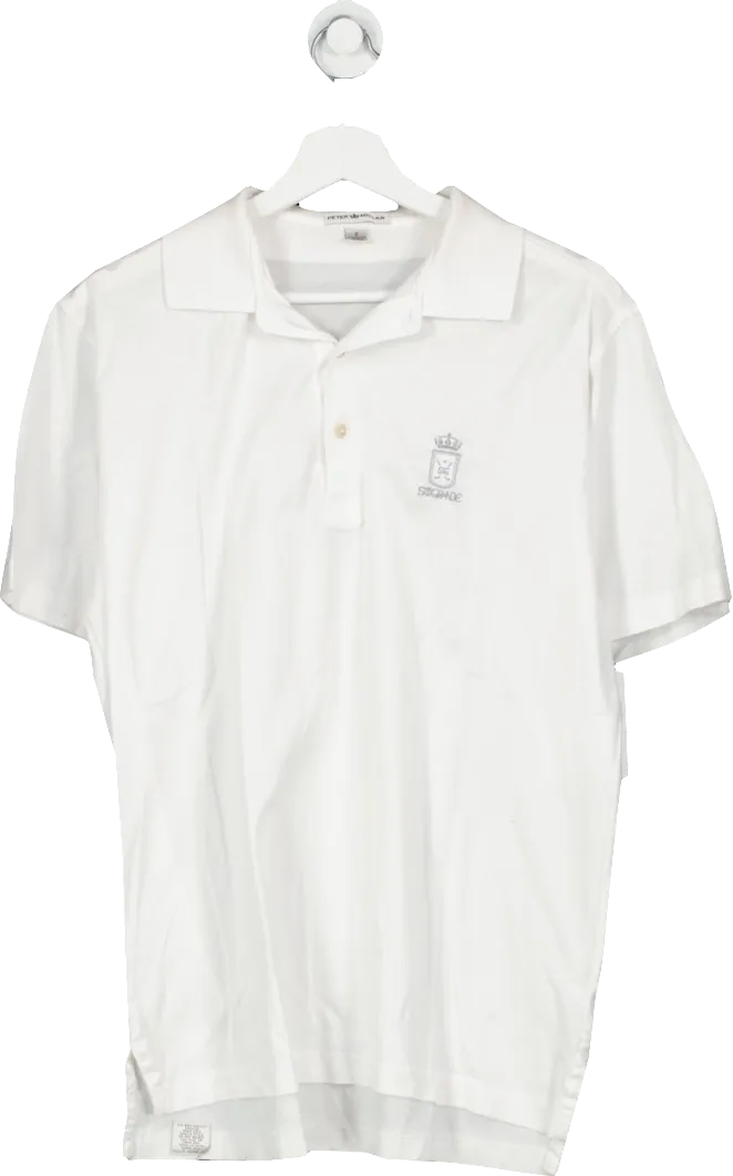 Peter Miller White Cotton Logo Polo Shirt UK S