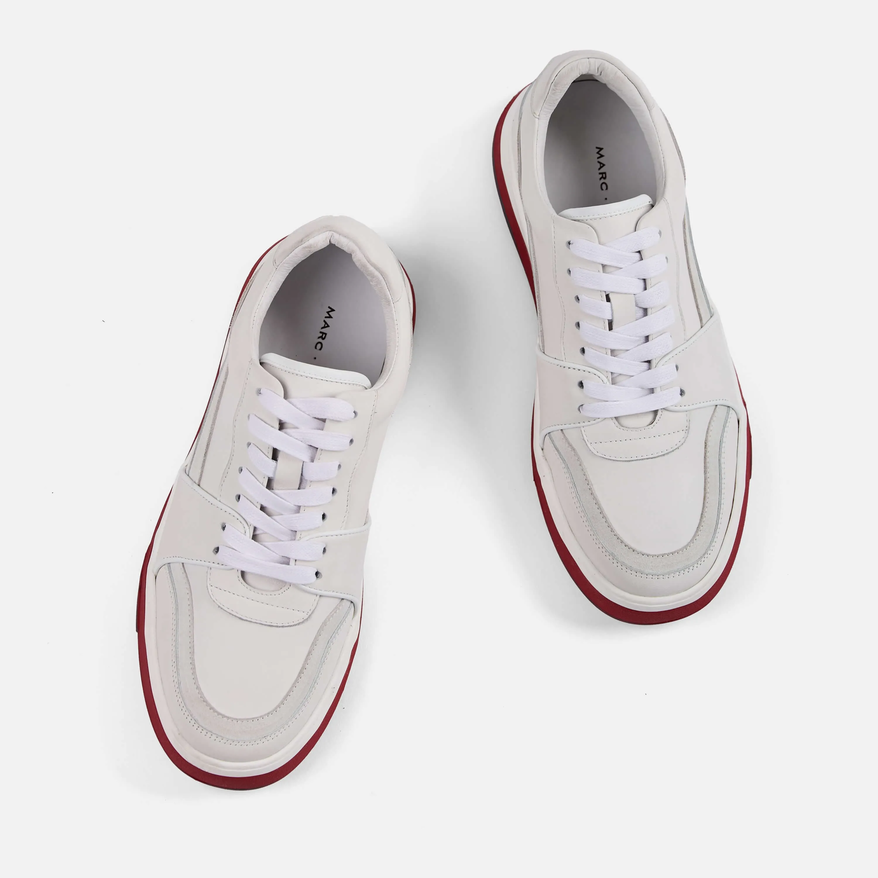 Poseidon White/Red Leather Low Top Sneakers