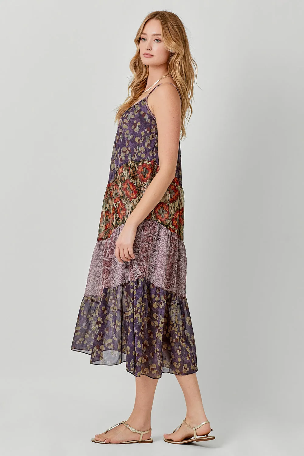 Print Mixed Maxi Dress - Leopard Mix