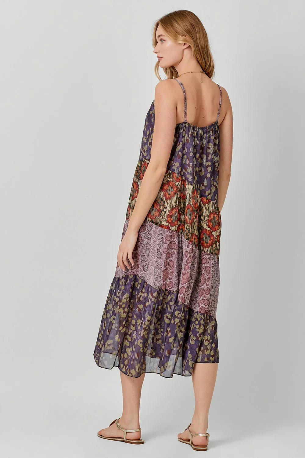 Print Mixed Maxi Dress - Leopard Mix