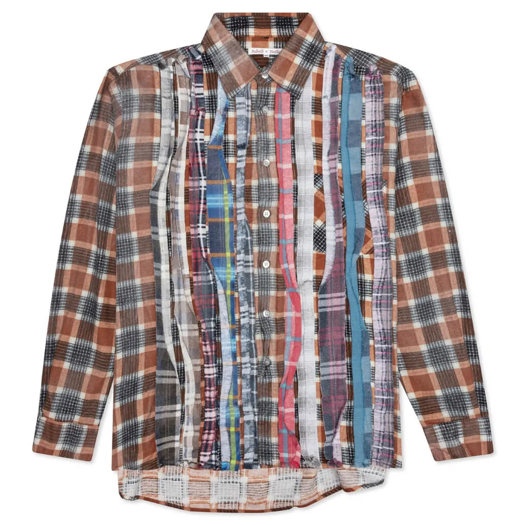 Rebuild by Flannel Shirt Ribbon Shirt / Reflection - Orange/Brown